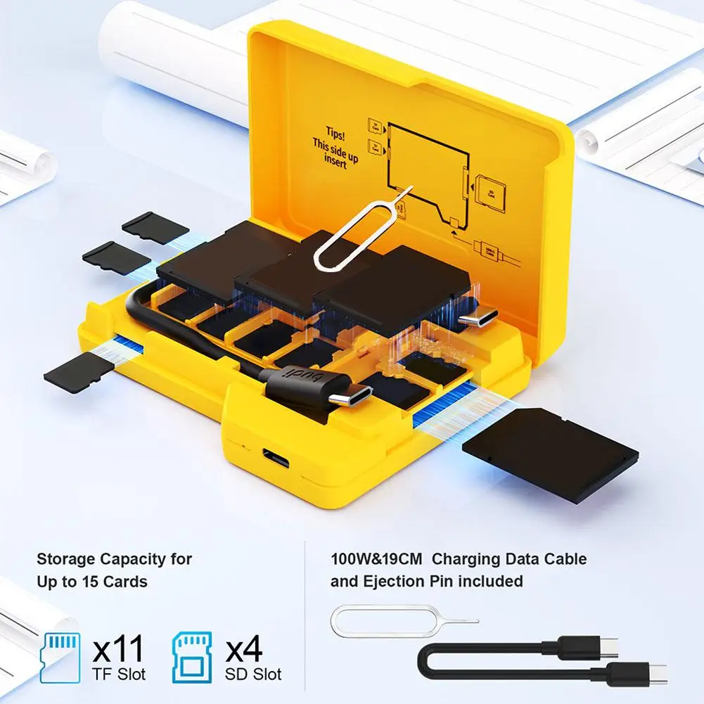 قارئ بطاقات على شكل مجلد سطح المكتب 4-بطاقات (3 TF + 1 SD) قراءة في وقت واحد وكتابة 5 جيجابت في الثانية محمول مع 15 - ملحقات تخزين البطاقات #4