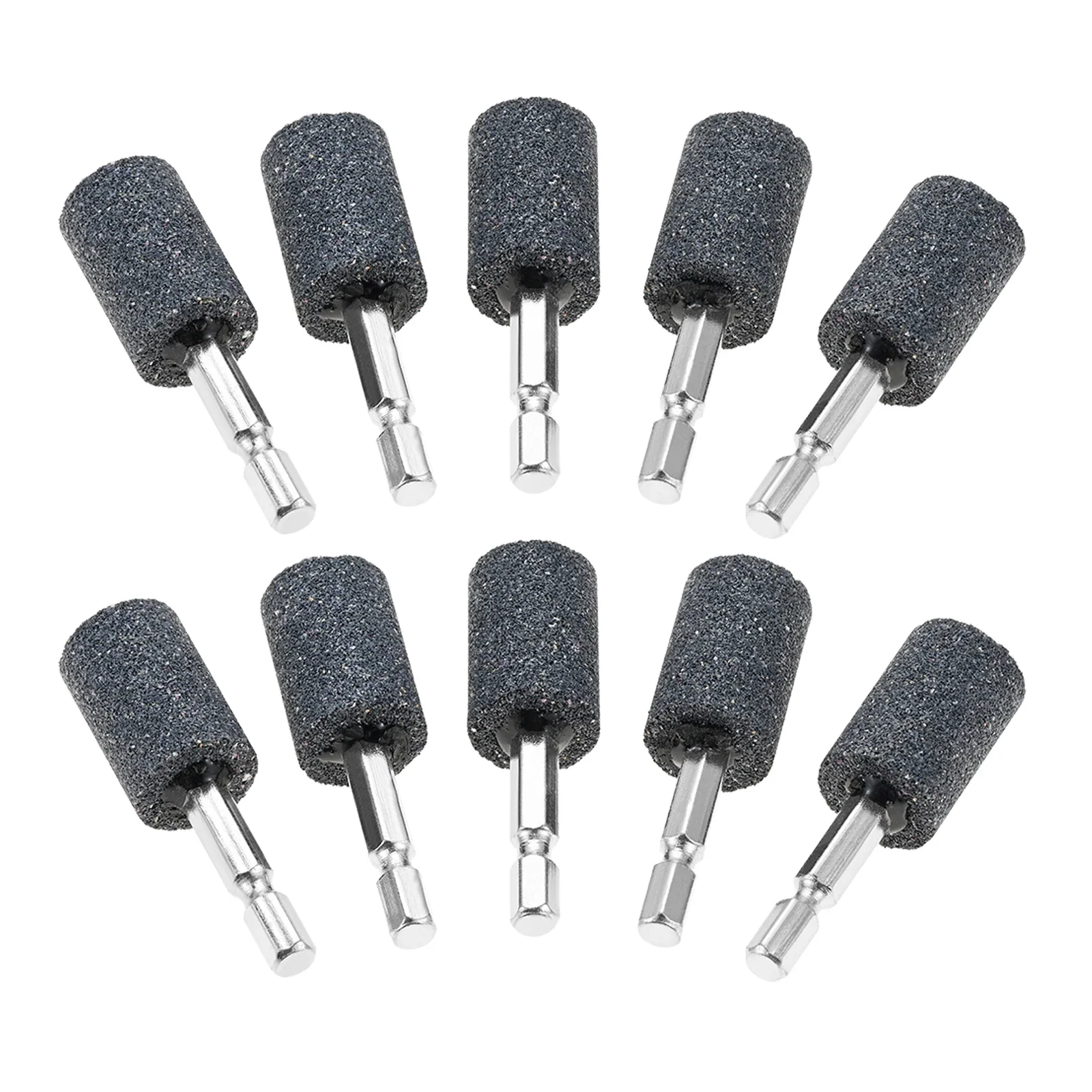 10Pcs Cylinder/Cone Shape Rotary Grinding Stone - 1/4'' Hex Shank Abrasive Stone Mounted Point Bits for Rotary Tools Drill 20mm
