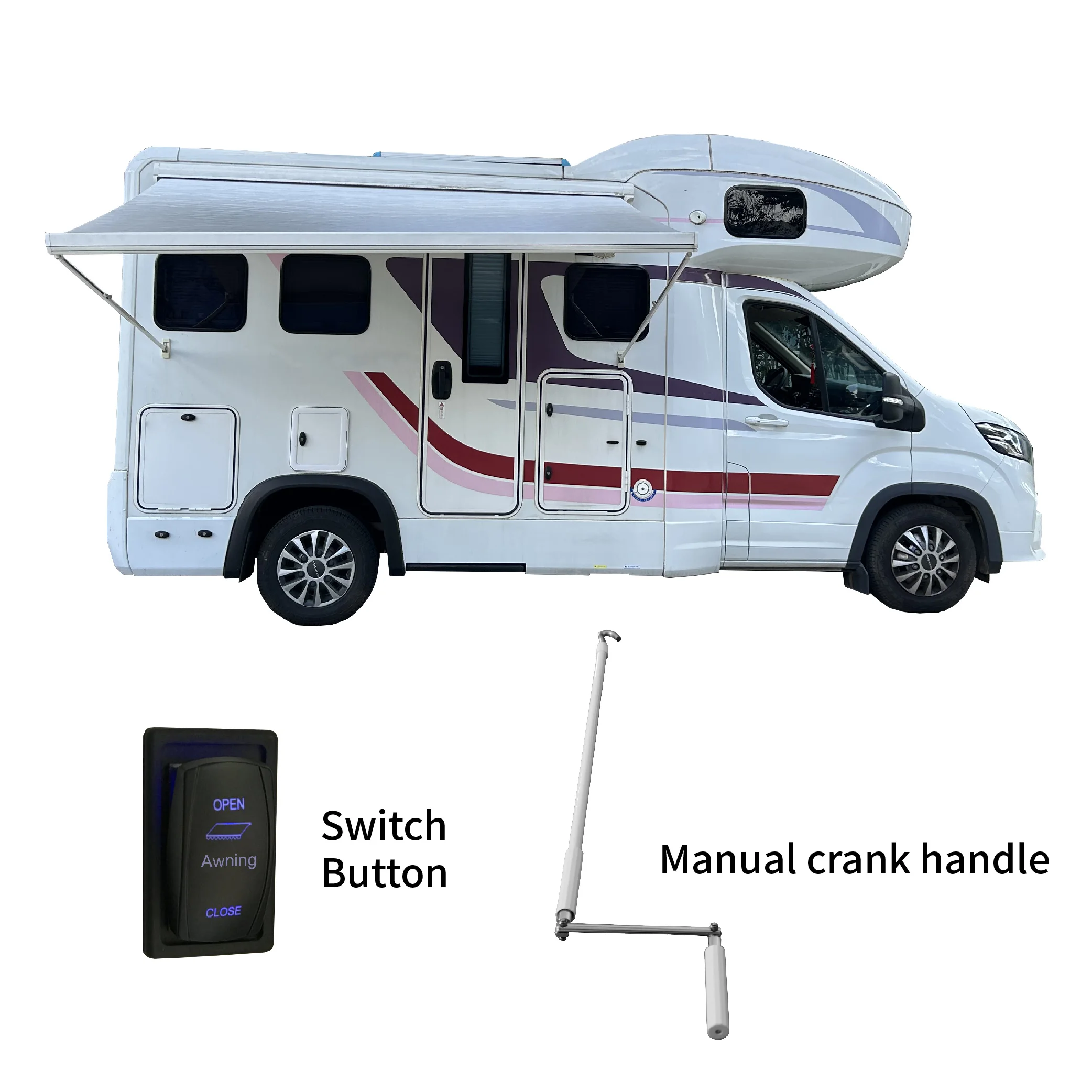 Awnlux W5500 2m Durable Aluminum Alloy Frame RV Caravan Motorhome Camper Van Awning With LED Strip