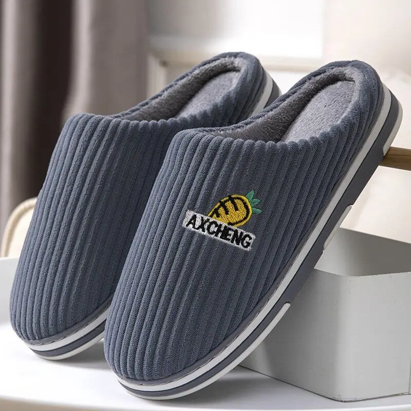 New Winter Plush Couple Slippers Cute Anti-slip Warm Thick Sole Indoor Home Fuzzy House Slippers for Men Women