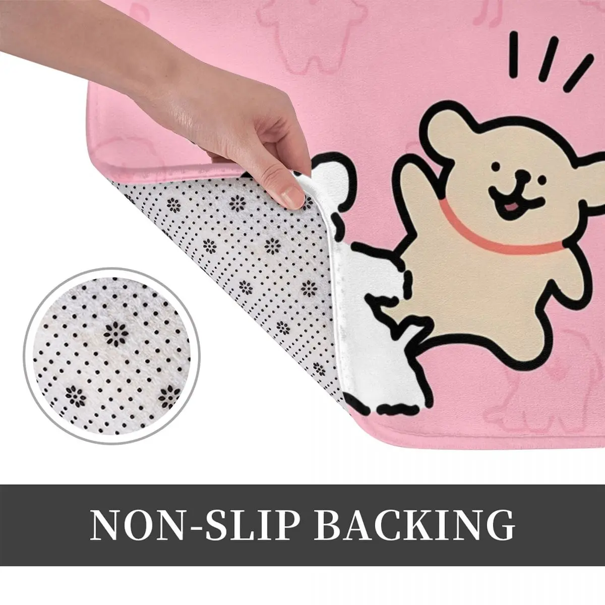 Bath Mat for Shower Home Entrance Kawaii Line Dog Maltese Foot Mat Pink Toilet Mat Quick-Drying Non Slip Custom DIY Bathroom Rug