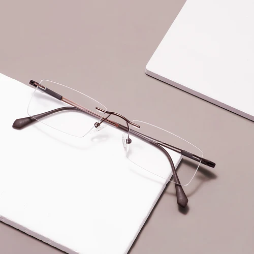 Imagen 2 del producto Gafas graduadas ultraligeras sin montura para hombre, lentes sin marco para lectura, ordenador, conducción, bloqueo de luz azul, gafas para miopía progresivas