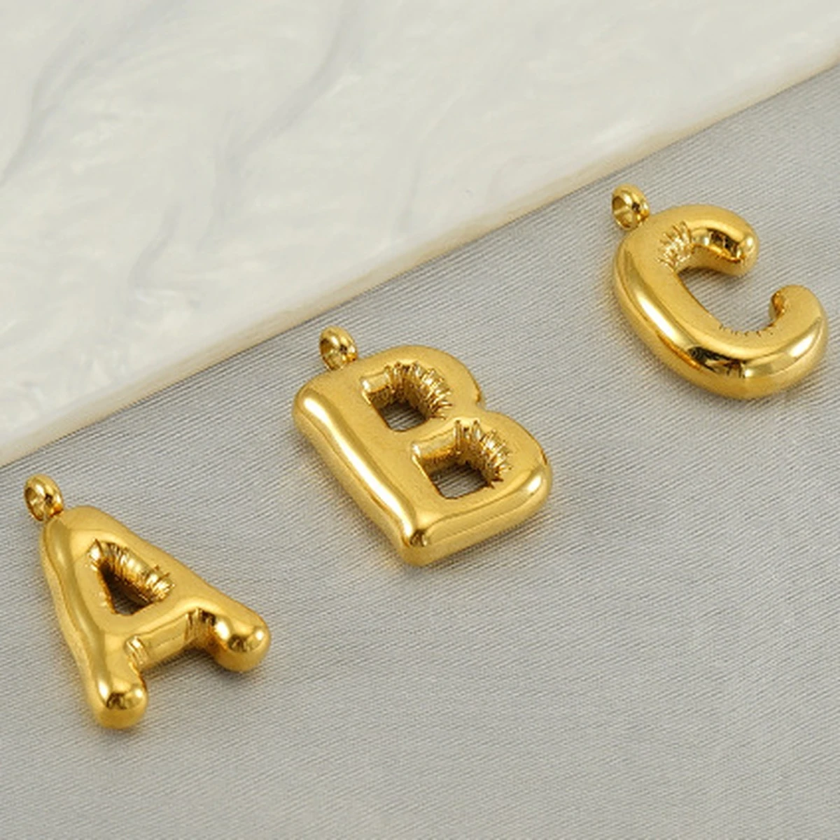 CARLIDANA Exquisite Letter Pendant PVD 18K Gold Plated Stainless Steel Initial Necklace Bubble Alphabet for DIY Jewelry Making