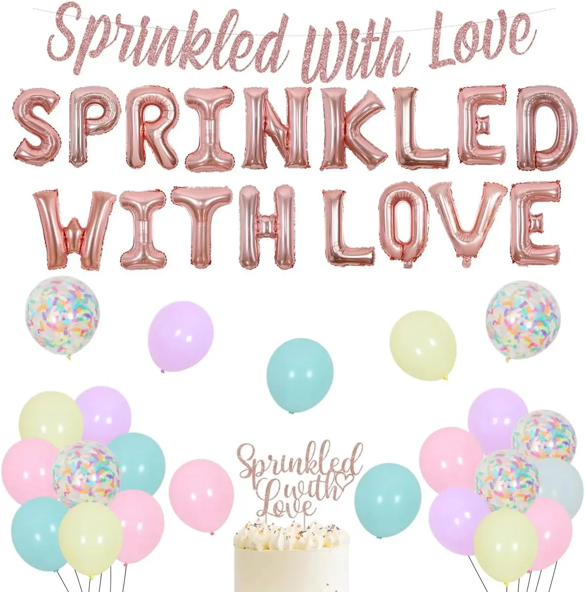 

Sursurprise Donut Baby Sprinkle Decorations for Girls Baby Shower Party Supplies Sprinkled with Love Balloon Cake Topper Kit