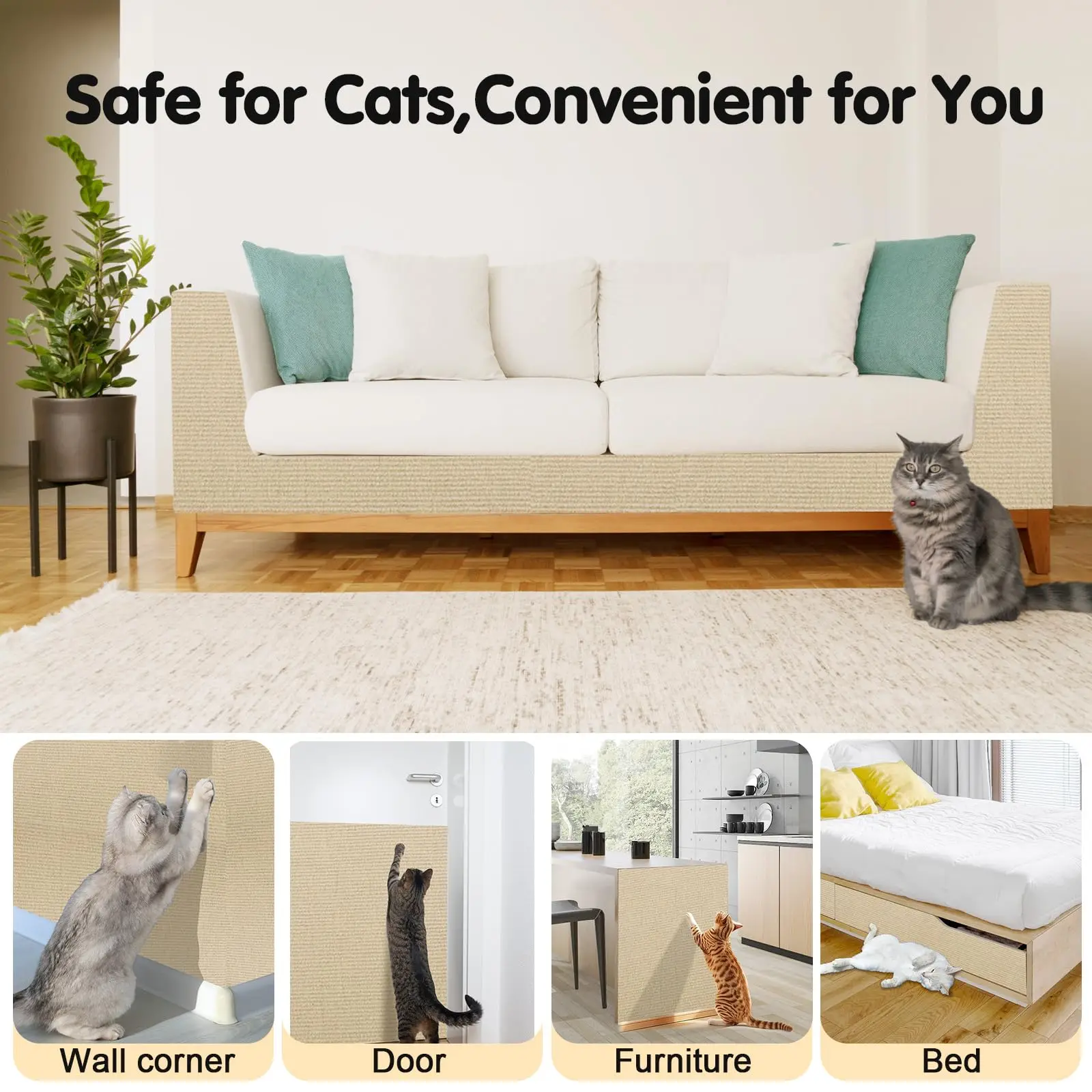 Anti Cat Scratch Furniture Protector Self-Adhesive Trimmable
