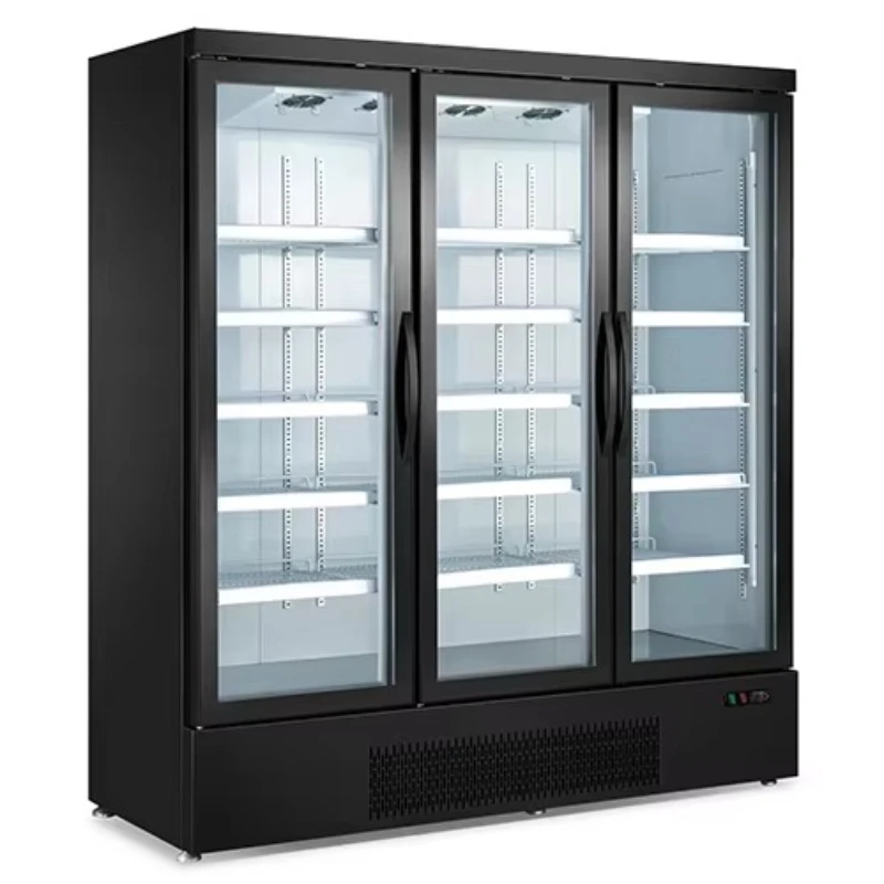 Full Size 3 Glass Door Vertical Beverage Cooler Display Cabinet Bottled Beer Beverage Milk Yogurt Juice