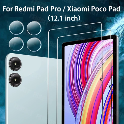 Película protectora para Redmi Pad Pro 12,1 pulgadas 2024 HD con cámara vidrio templado dureza 9H antiarañazos para Xiaomi Poco Pad 12,1""