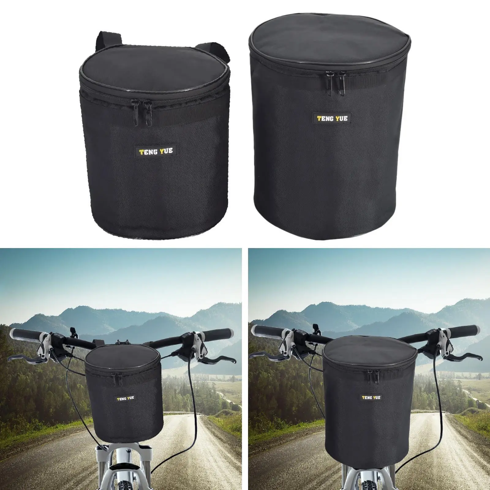 

Bike Handlebar Bag with Double Sided Zipper Large Bicycle Basket Pouch for Road and Mountain Cycling Essentials