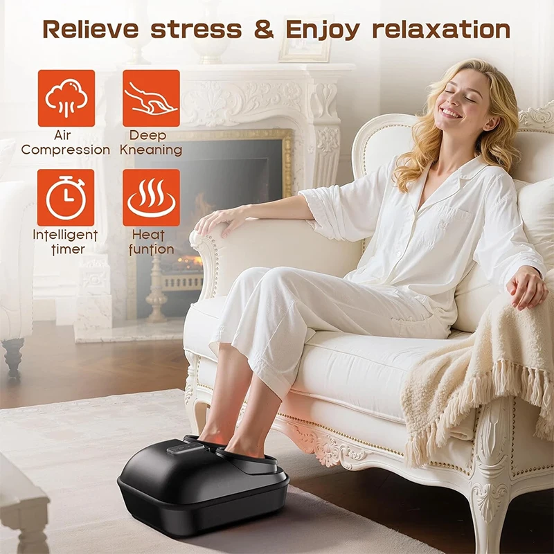 Electric Foot Massage Machine Heating Therapy Shiatsu Deep Kneading Roller Muscle Pain Relief High quality Foot Therapy Massager