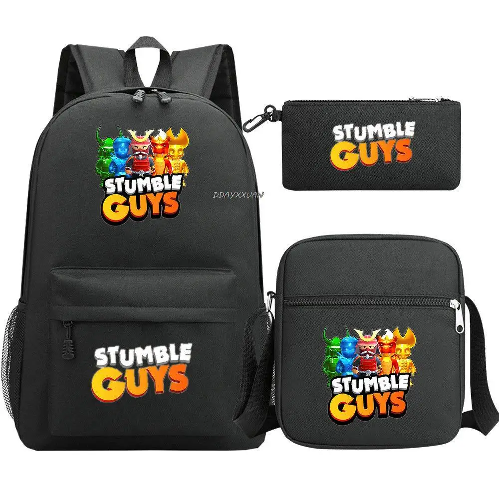 

STUMBLE GUYS Backpack Girl Boys Canvas Laptop High School Travel schoolbags Teen Student Mochilas 3pcs