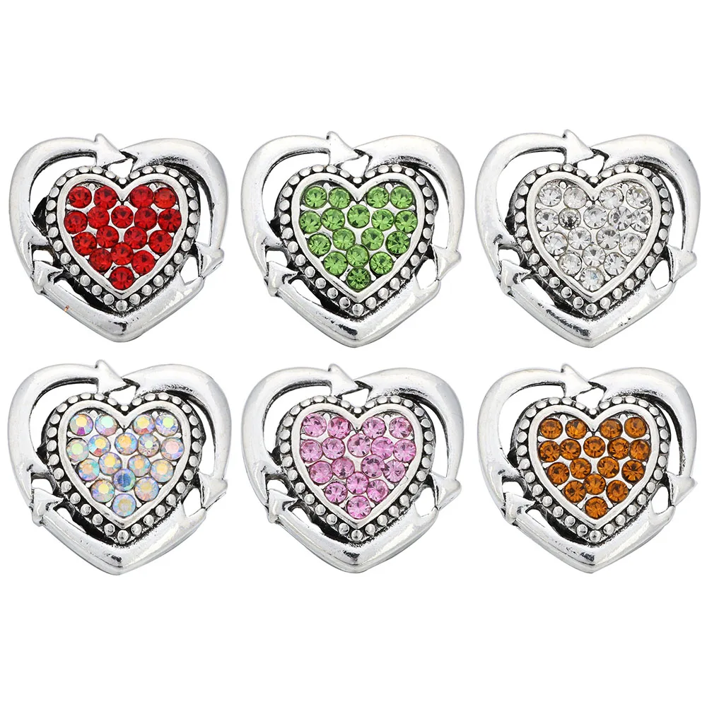 5pcs/lot New Snap Button Jewelry Crystal Tree Heart Footprint 18mm Metal Snap Buttons Snap Bracelets Snaps Jewelry Making