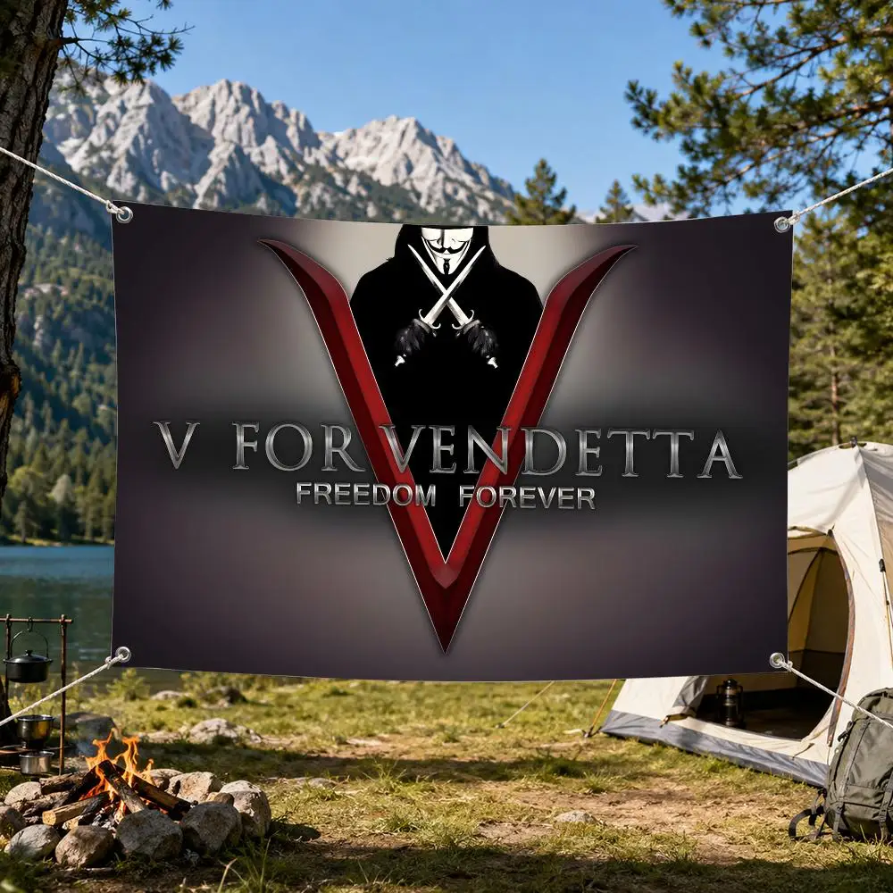 Retro Entertainment V-V for VendettaS Flags Aesthetic Wall Tapestry Printed Wall Hanging Living Room Party Outdoor Decor