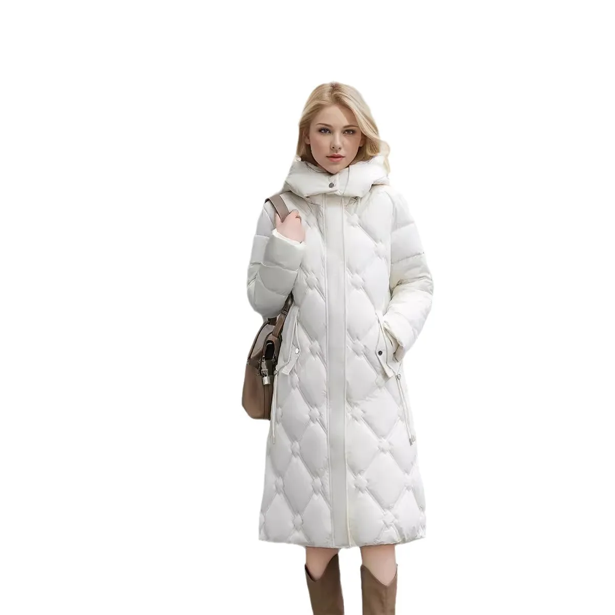 Doudoune longue à capuche pour femme, pardessus élégant, vêtements de neige, manteau chaud, épais, décontracté, nouveau, 2024