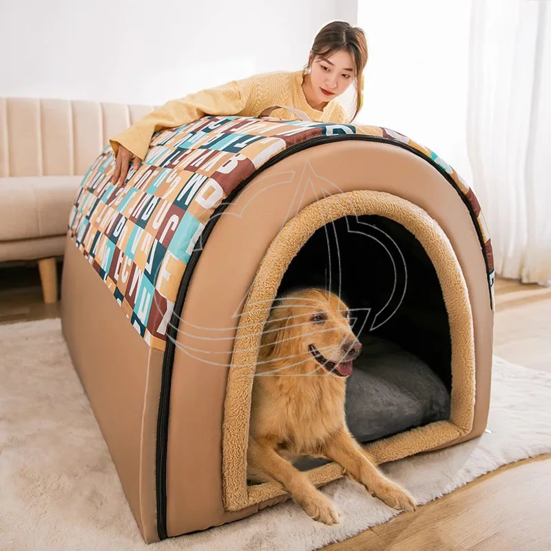 2025 New Winter Warm Dog Kennel Removable Washable Oversized Closed Dog House Four Seasons Use