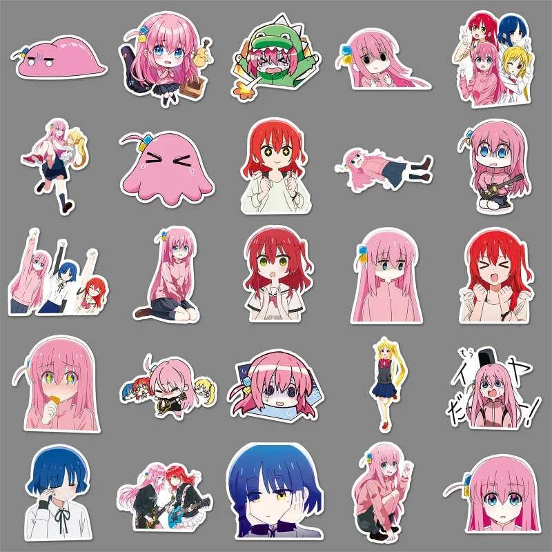 50pcs BOCCHI THE ROCK Anime Figure Stickers Kawaii Hitori Yamada Ryo Ijichi Nijika Kita Ikuyo DIY Luggage Waterproof Stickers