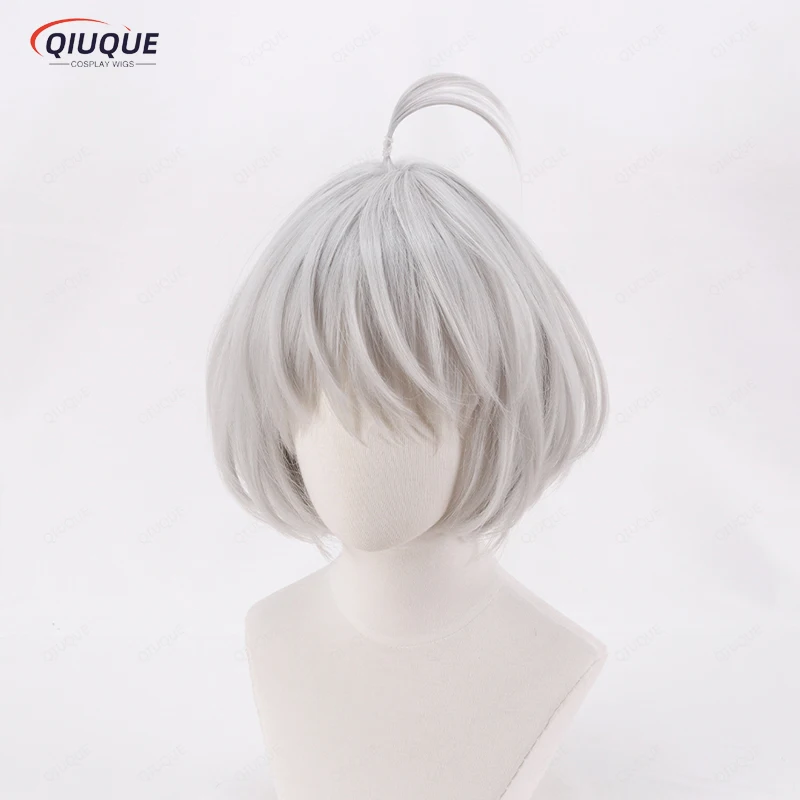 Anime Senju Kawaragi Akashi Cosplay Wig Bobo Light Gray White Heat Resistant Synthetic Hair Wigs + Wig Cap