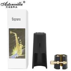 Soprano Saxophone Metal Buckle Clamp Clip Saxophone Mouthpiece Leather with Cap Woodwind Instrument Accessories