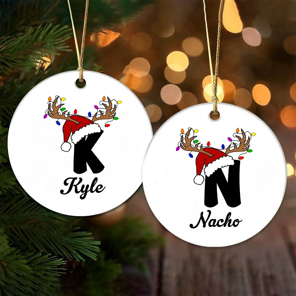 Personalized Christmas Initial Name Ornament Custom Ceramic Decoration Xmas New Year Newborn Keepsake Gift