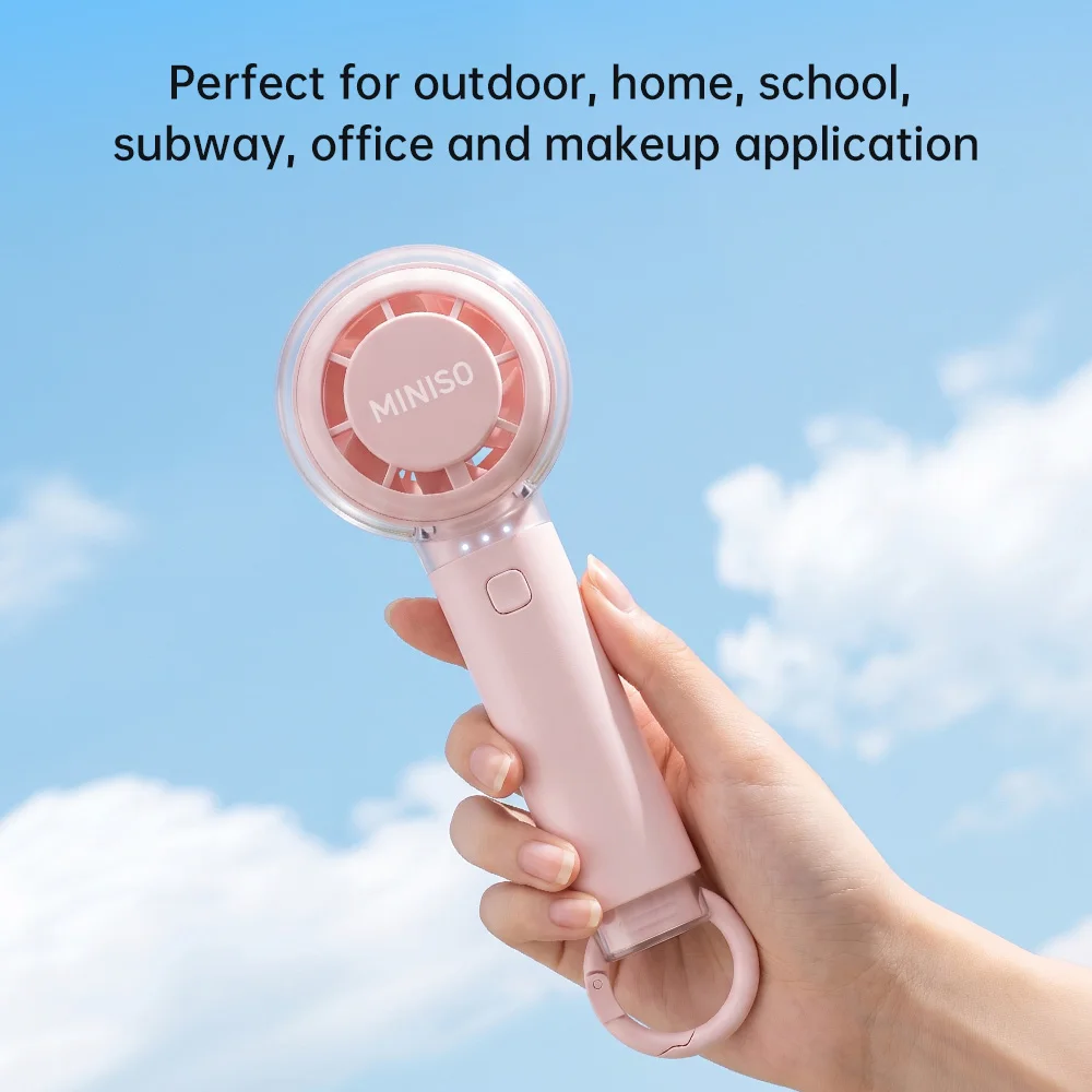 

MINISO Handheld Mini Fan Portable USB Rechargeable Silent 3 Speed Turbo Strong Wind Pocket Cooling Fan Travel Outdoor Office