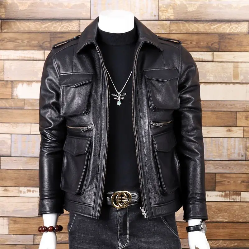 Mens Autumn Long Warm Leather Jacket Coat Men Winter Casual England Style Vintage Fashion Leather Jacket Plus 5XL men clothing