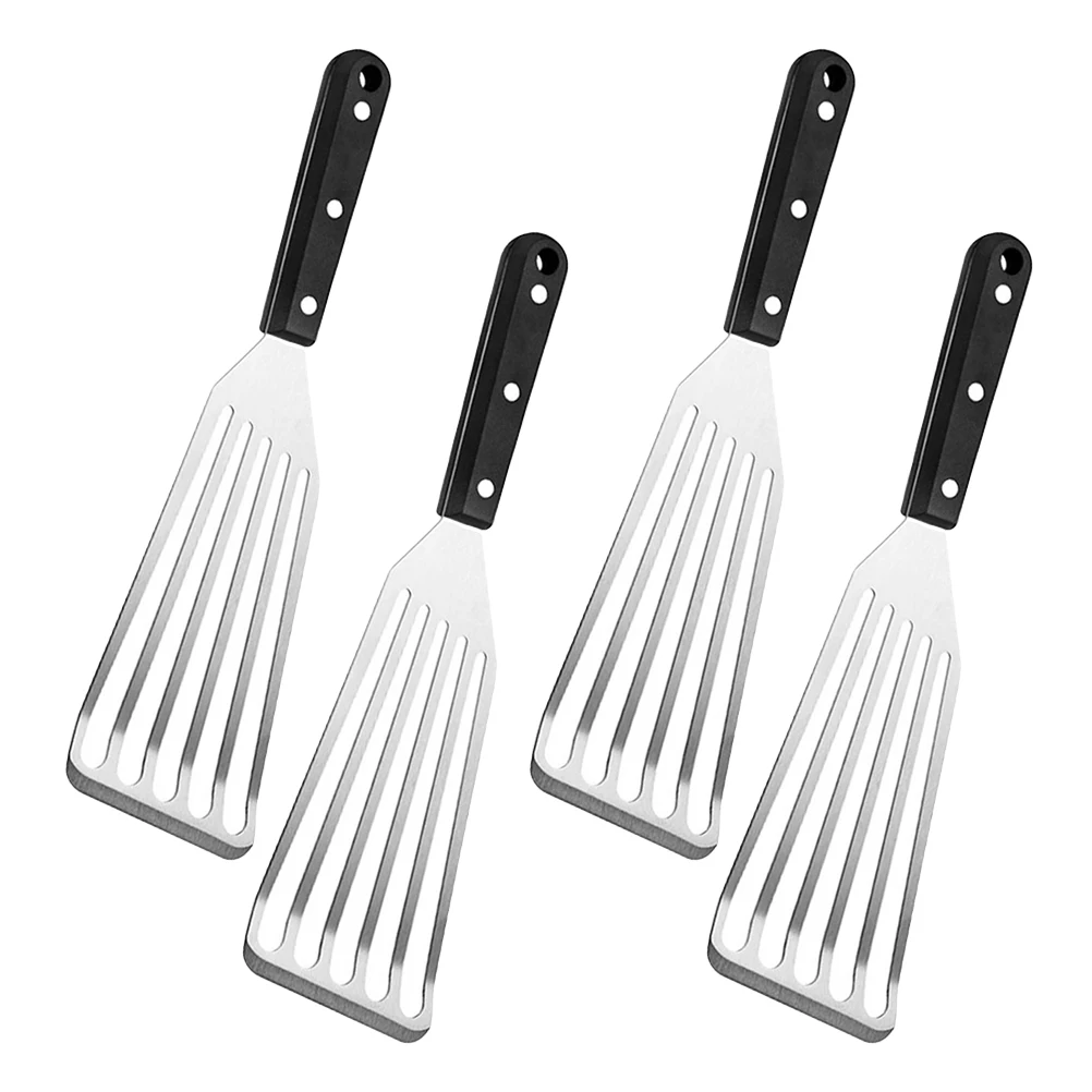 

4 Pcs Fish Spatula Stainless Steel Ergonomic Handle Smooth Surface Multi Purpose Kitchen Tool Cooking Steak Pancake