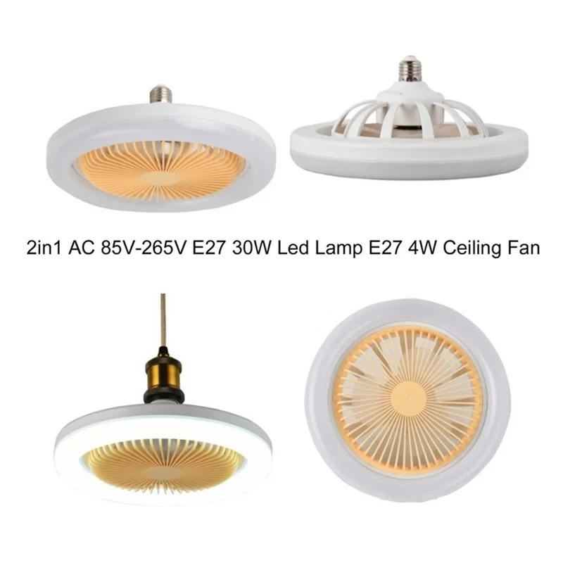 

30W Ceiling Fan with Lighting Lamp E27 Converter Base with Remote Control for Bedroom Living Home White+Silver