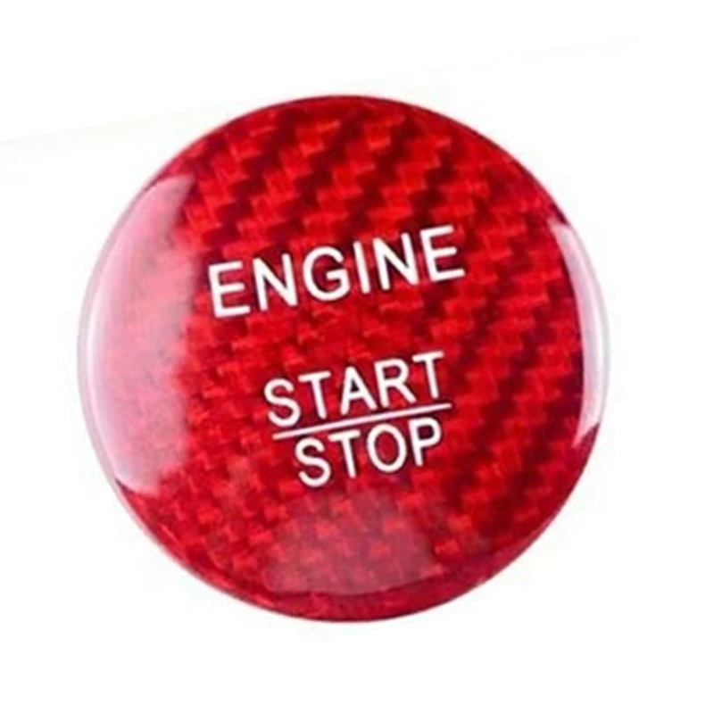 Car Interior Push Start Button Cover Sticker with Carbon Fiber Look Layer