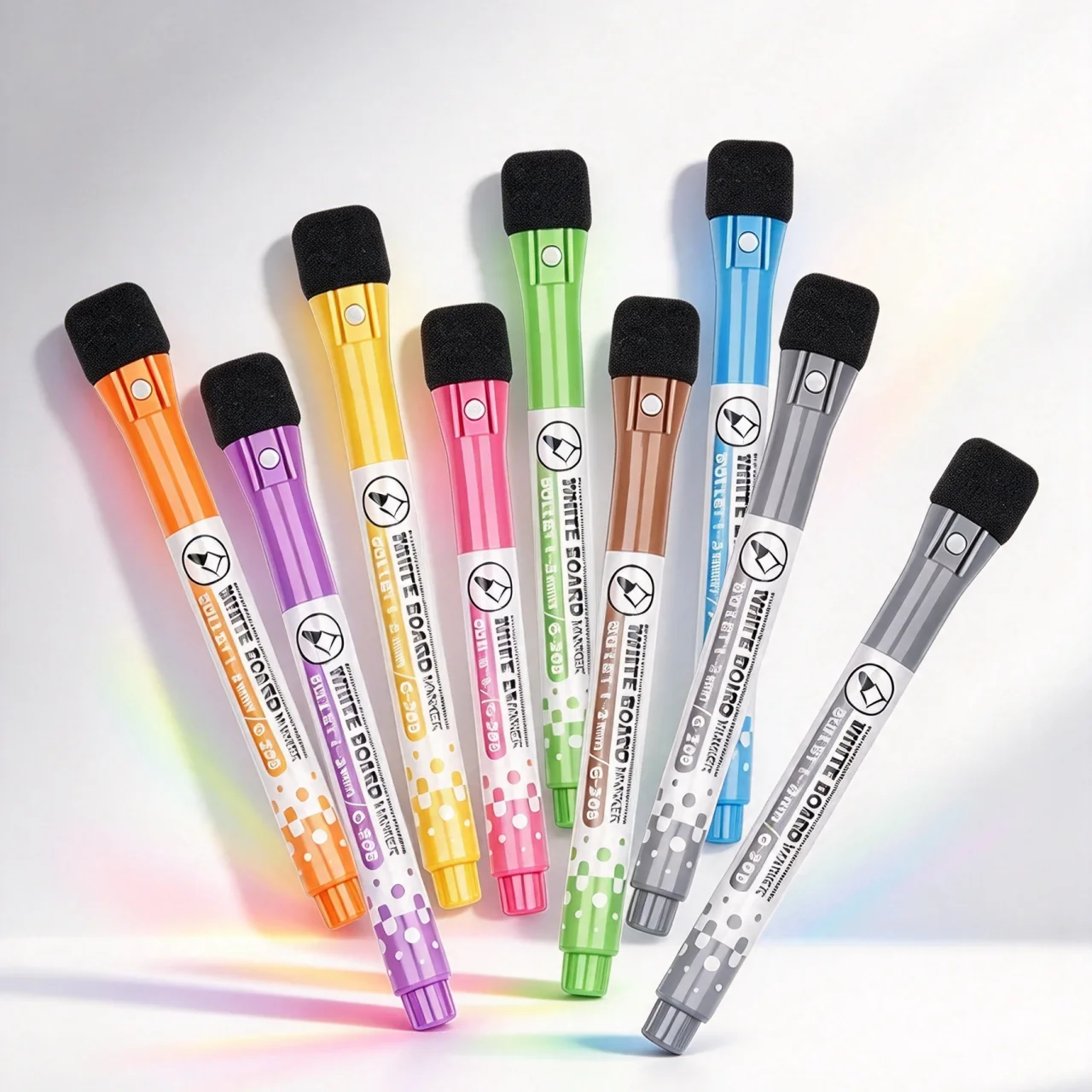 Magnetic Whiteboard Marker, 8 Colors Dry Wipe Markers, Sponge Eraser Cap, 1-2mm Bullet Tip, Adsorbable Pens for Whiteboard