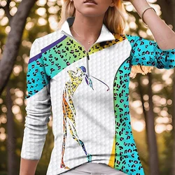 2024 new Women Golf Long Sleeve polo Shirt Clothing Quality Slim Golf  Zipper style Apparel Sports Wear Tennis Baseball Clothes