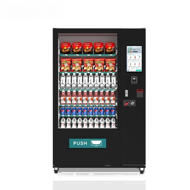 Intelligent Snack Beverage Vending Unit Built In Big Cooling Fridge Supports Card Coin Cash Bill Multiple Payment Methods