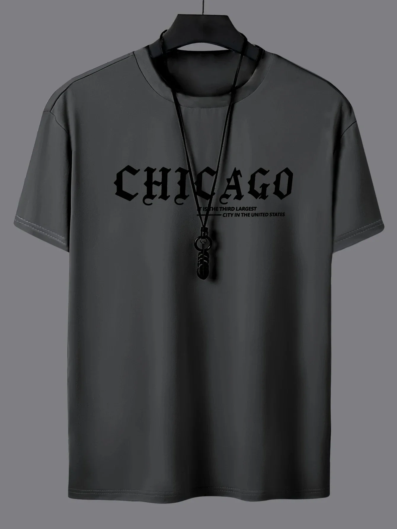 

CHICAGO Print Men's Casual Sports Short Sleeve Crew Neck T-shirt, Summer Outdoor