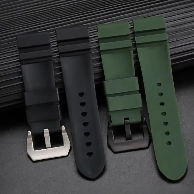 Green Orange Black Blue watch band Silicone Rubber Watchband men\'s 22mm 24mm For Panerai 111 441 386 Sport Soft Strap Free tools