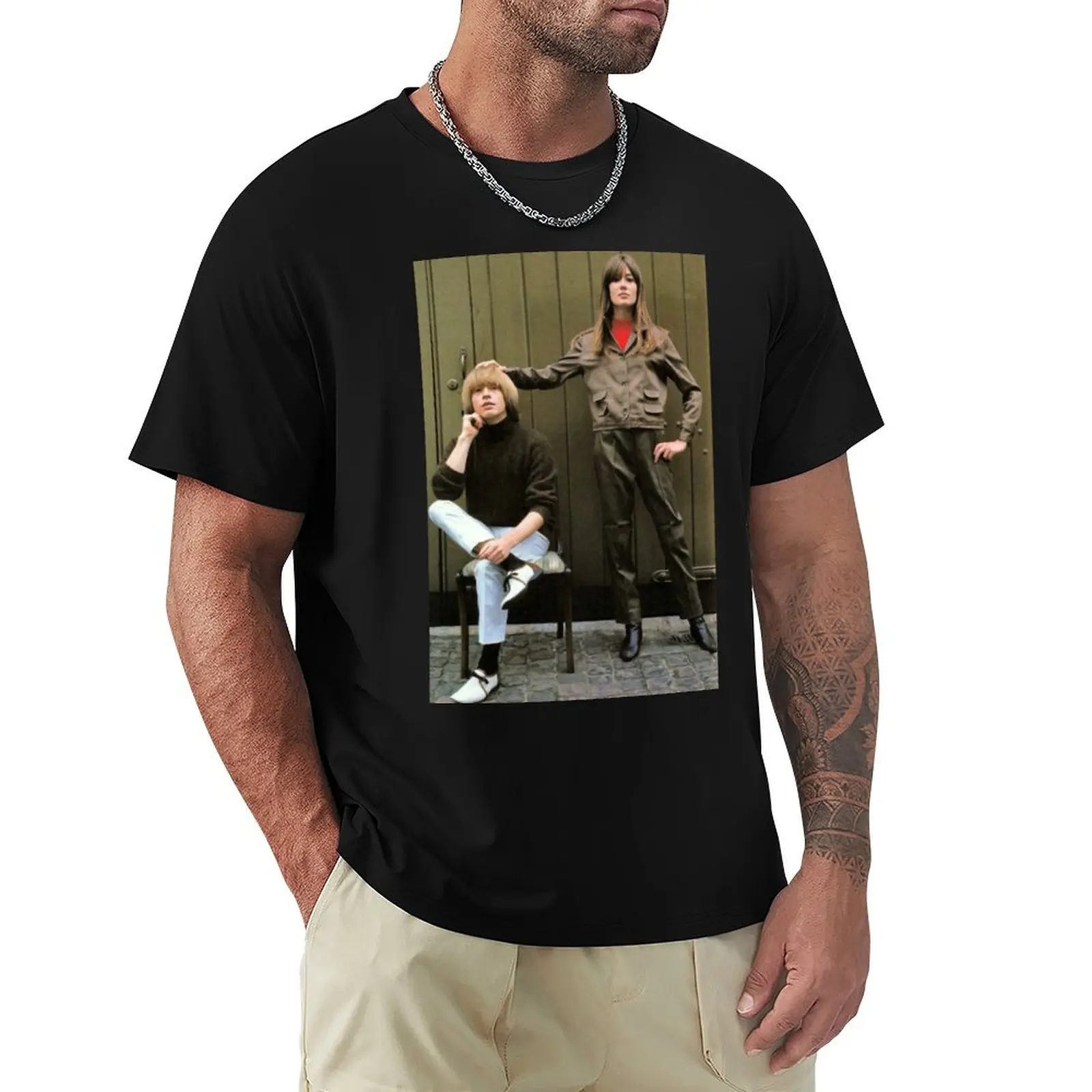 

Brian Jones and Franoise Hardy T-Shirt graphic tee shirt blue archive graphic tee shirt men