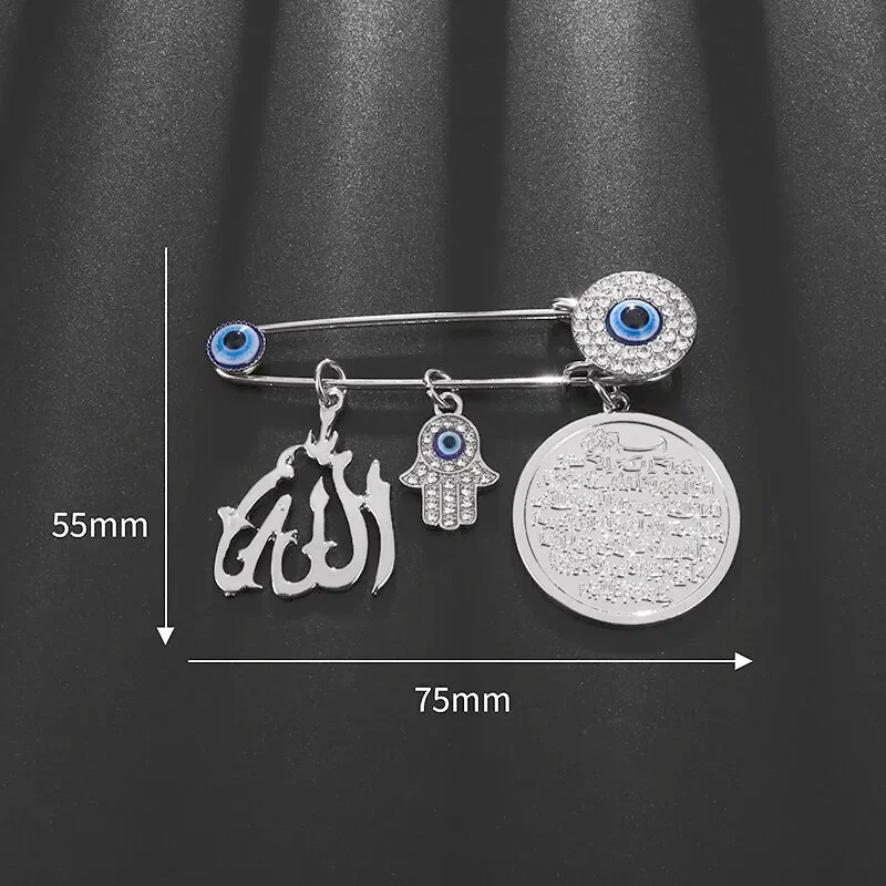 Exquisite Islamic Shiny Evil Eye Pendant Brooch Men Women Newborn Ramadhan Accessories Jewelry Gift