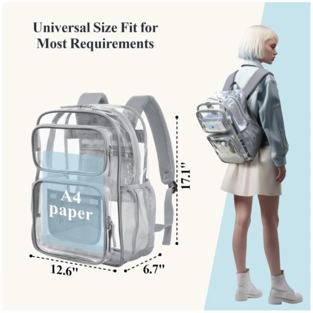 

Fashion PVC Solid Clear Backpack Waterproof Large Capacity Travel Rucksack Casual See Through Transparent School Bag Travel