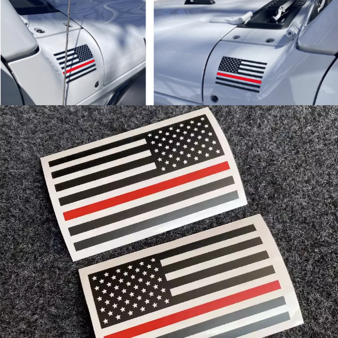 Side Hood Fender Stickers American USA Flag Decal Graphics Sticker Vinyl for Jeep Wrangler Unlimited Rubicon JK CJ TJ YK JL