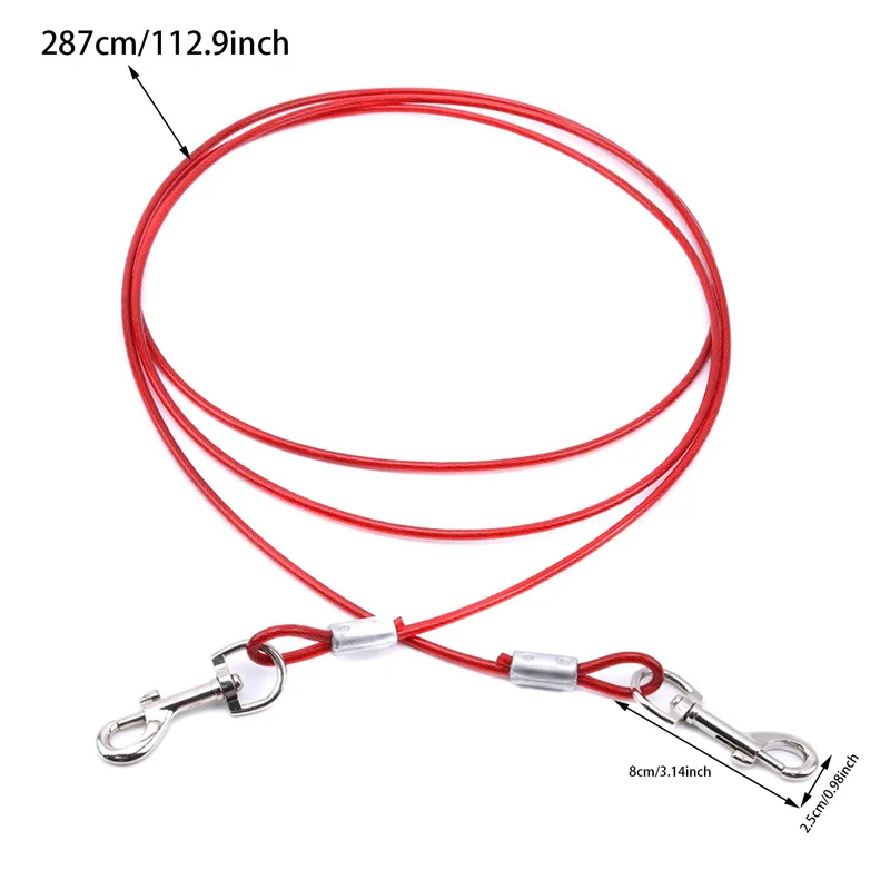 Pet Outdoor Double Hook Extended Steel Wire Rope Dog Rope Pet Traction Rope Anti Bite Dog Chain Metal Hooks Pet Supplies