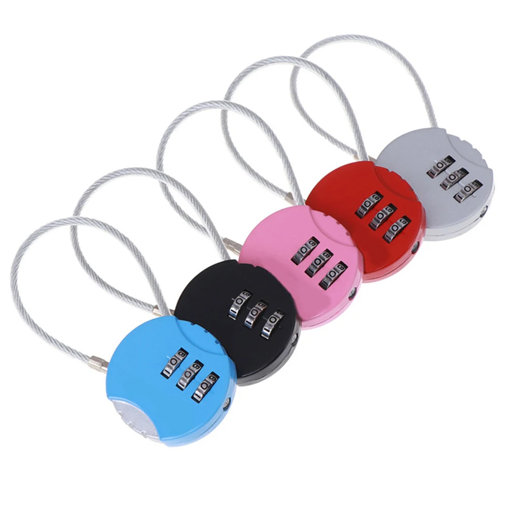 3-digit password Combination wire rope small lock Metal Code Keyed mini storage box toolbox gym cabinet padlock