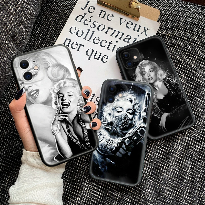 59C Black and white Monroe Pattern Soft Silicone Case for Samsung S9 Plus S10 S10E S20 Fe Lite S21 S22 S23 S30 Ultra