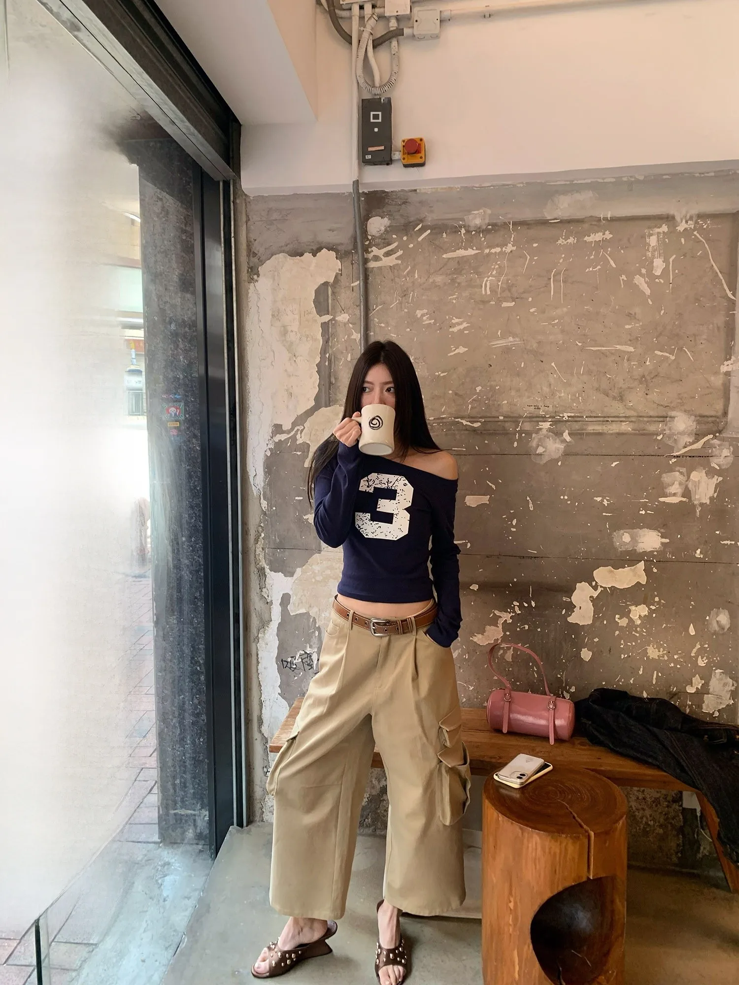 

American Retro Wide Leg Nine Tenths Workwear Pants Dental Guard Dog【Cochella】Casual Sle Cotton Ladies Trousers