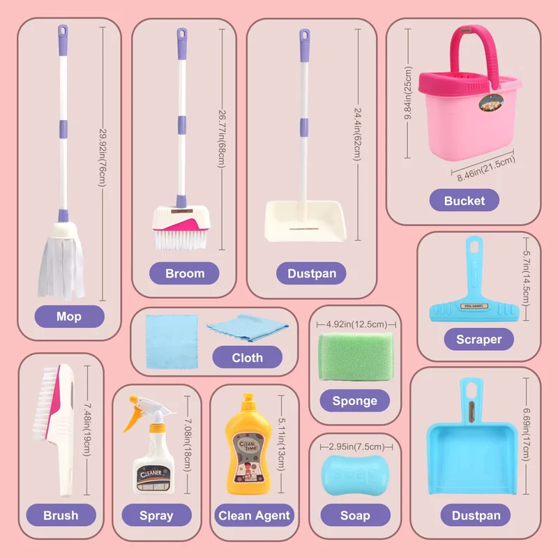 Kinderen Gesimuleerd Leven Schoonmaken Speelgoed Kinderen Fantasiespel Schoonmaken Set en Sanitaire voorzieningen Simulatie Bezem Meisjes Jongen Schoon Gereedschap Speelgoed