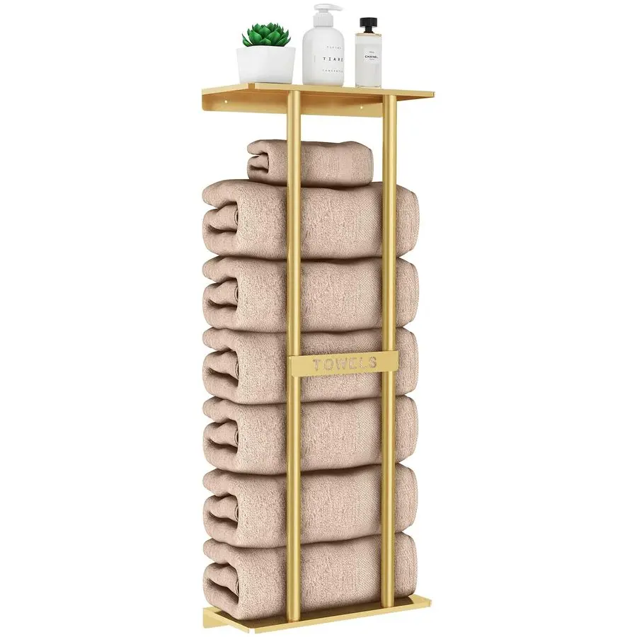 

Towel Storage Rack for Bathroom, 30 inch Towel Racks Wall Mounted with Shelf Can Holds 6 Large Towels, Wall Towel Rack for Rolle