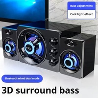 3D Hifi Stereo USB Active Bluetooth Speaker Computer Multimedia RGB Subwoofer AUX, USB, TF Suitable for TV, Computer Audio