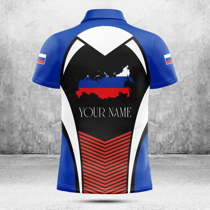 Custom Name Russia Flag Graphic Polo Shirt Summer Casual Men's Fashion Loose Cool E-Sports Jersey Soft Fabric Short Sleeve Tops