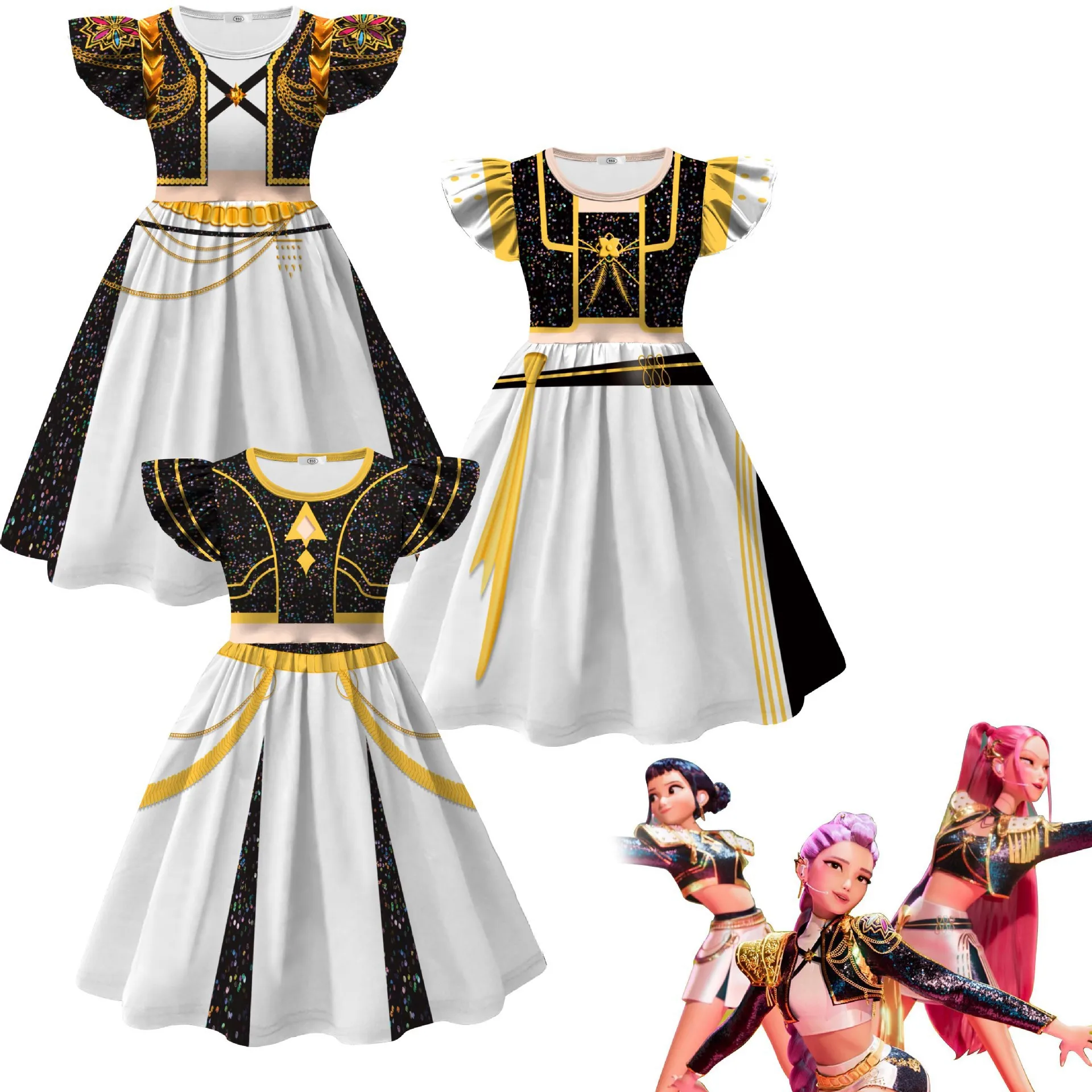 

Anime Idol Rumi Mira Cosplay Costume Kpop Demon Hunters Clothe Flying Sleeves Dress Girls Halloween Carnival Party Dress Up