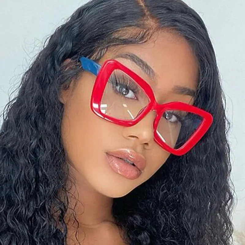 Newlarge-frame polygonalirregular flat-frameglasses fashion women\'s butterfly frame glasses fashion anti-blue light qlasses