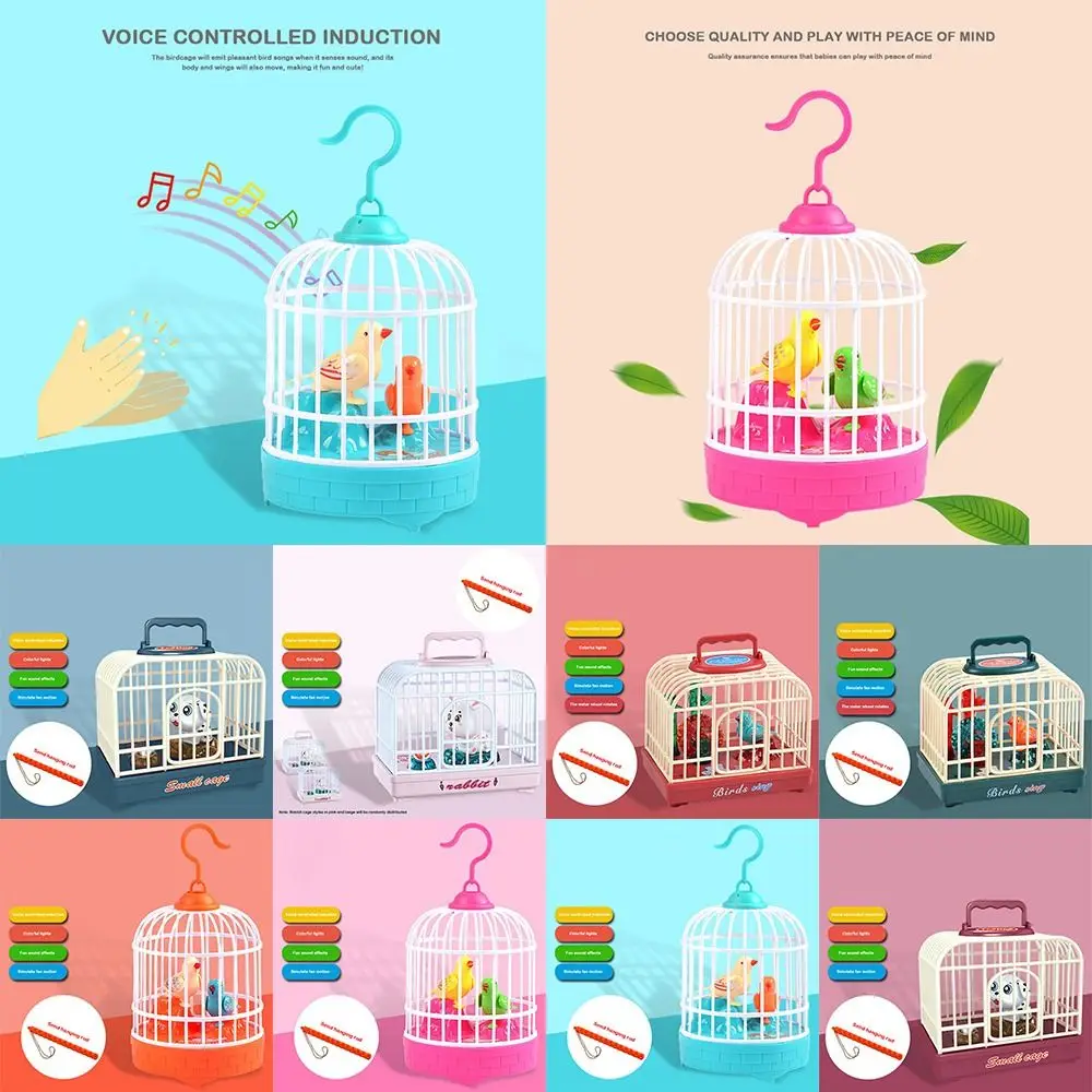ใหม่ควบคุมเสียงไฟฟ้า BIRD CAGE ของเล่นส่องสว่างตลกสัตว์เลี้ยงอิเล็กทรอนิกส์ของเล่นสมจริงเสียงจําลอง BIRD CAGE เด็ก