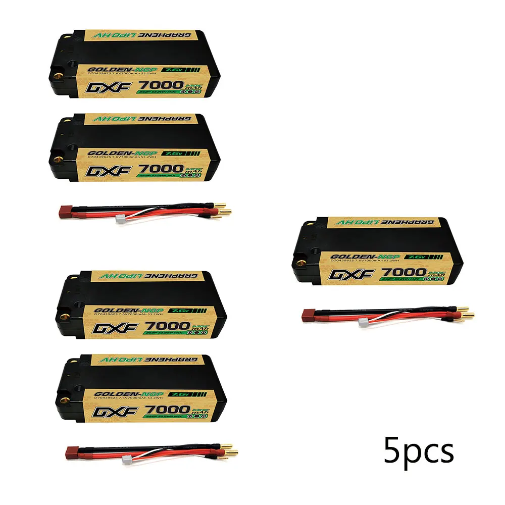 Dxf 2s shorty lipo batterie 7,6 v 140c 7000mah 5mm t stecker hardcase für buggy truggy offroad boot auto lkw renn hubschrauber