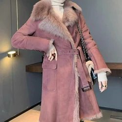 New Outwear Autumn Winter Parkas Medium Style Fur One Coat in Fashion Warm Jacket Imitation Fox Fur Atmosphere Women Overcoat