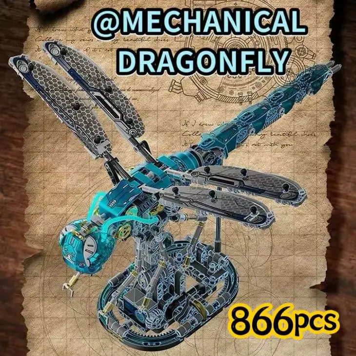 

866pcs Mechanical Dragonfly Building Blocks Robotic , STEM Educational Toys with Flapping Wings,DIY Insect Model for Kids
